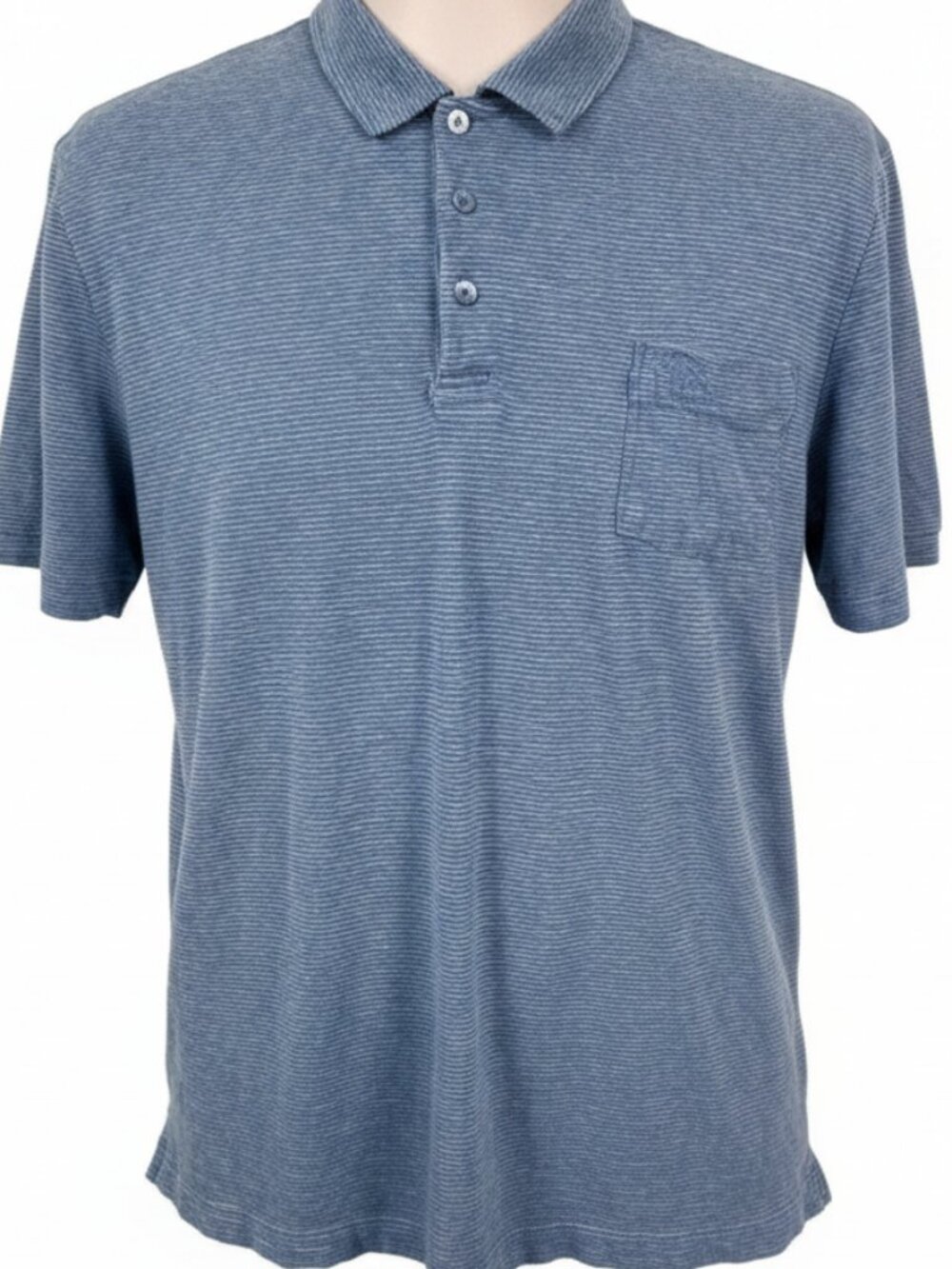Burberry Cotton Linen Striped Polo Shirt Blue White Size XL